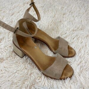 SOLUDOS Capri Suede Block Heel Espadrille Sandals beige tan ankle strap size 9